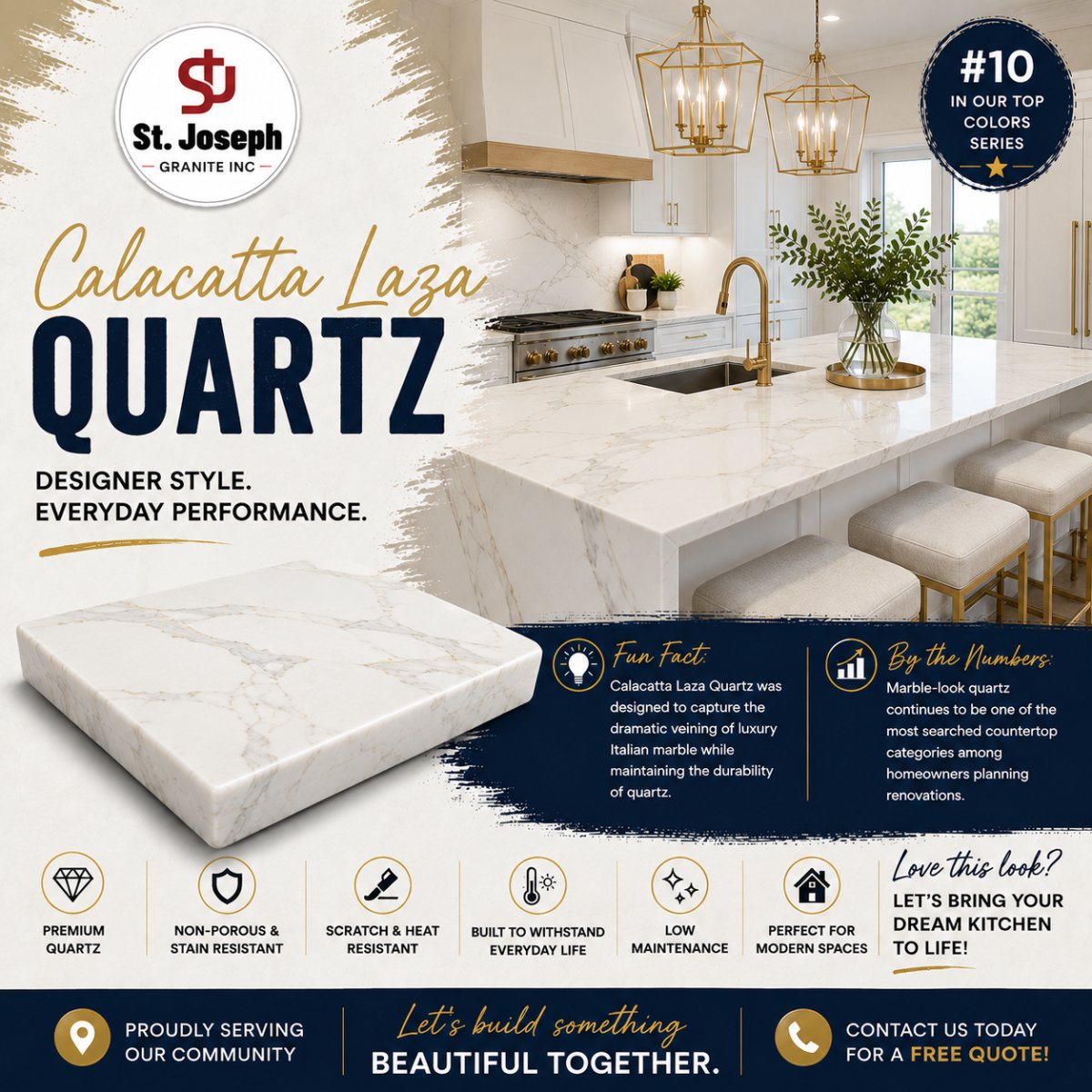 Calacatta Laza Quartz: Elegant Marble Beauty Without the Maintenance